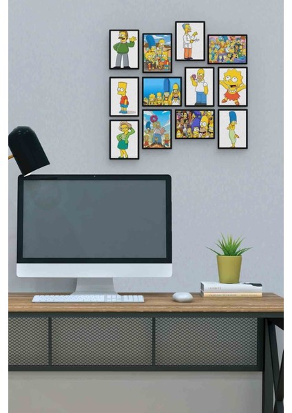 The Simpson 12 Parça Mdf (Ahşap) Tablo Ofis Boyu