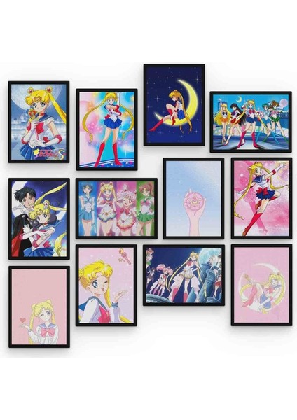 Sailor Moon 12 Parça Mdf (Ahşap) Tablo Ofis Boyu