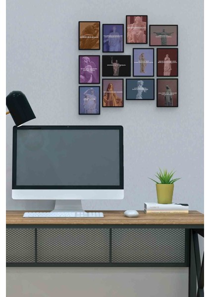 Heykel Kafası 12 Parça Mdf (Ahşap) Tablo Ofis Boyu