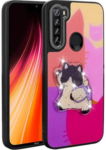 Xiaomi Redmi Note 8 Kılıf Parlayan Kabartmalı İkonik Figürlü Amas Silikon Kapak