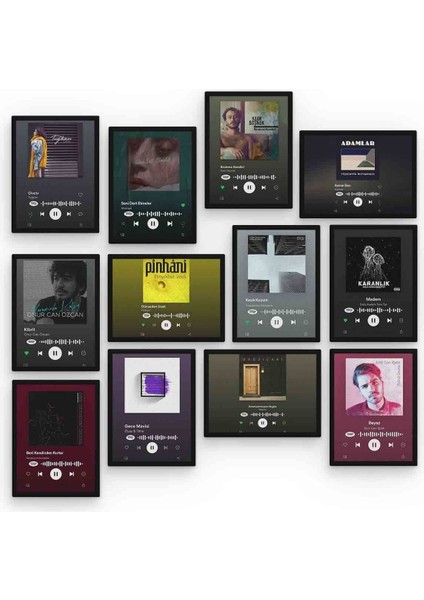 Slow Spotify 12 Parça Mdf (Ahşap) Tablo Ofis Boyu