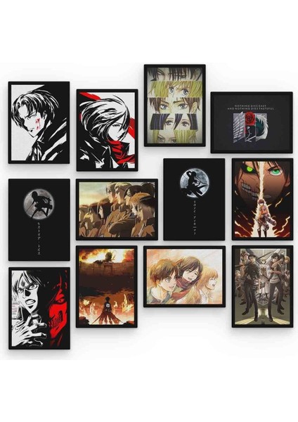 Attack On Titan 12 Parça Mdf (Ahşap) Tablo Ofis Boyu