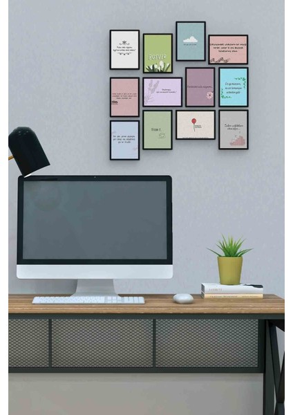 Motivasyon 12 Parça Mdf (Ahşap) Tablo Ofis Boyu