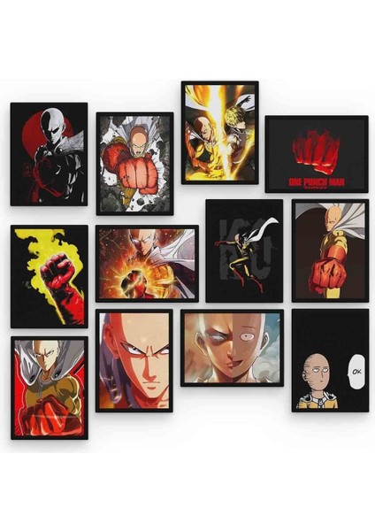 One Punch Man 12 Parça Mdf (Ahşap) Tablo Ofis Boyu