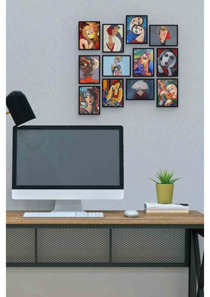 Ekspresyonizm 12 Parça Mdf (Ahşap) Tablo Ofis Boyu