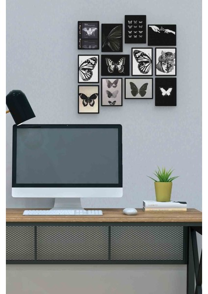 Kelebek 12 Parça Mdf (Ahşap) Tablo Ofis Boyu