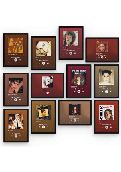 Nostalji Pop 12 Parça Mdf (Ahşap) Tablo Ofis Boyu