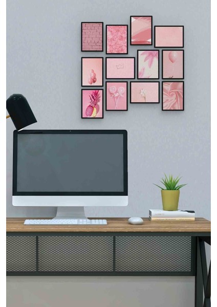 Pembe 12 Parça Mdf (Ahşap) Tablo Ofis Boyu