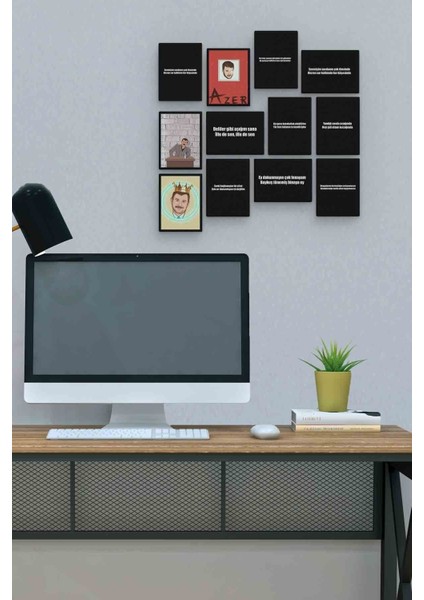 Azer Bülbül 12 Parça Mdf (Ahşap) Tablo Ofis Boyu