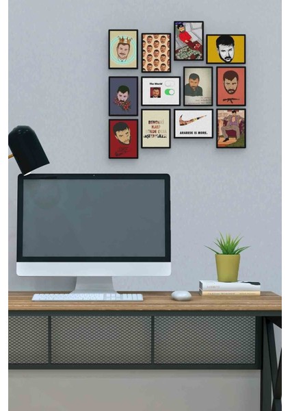Azer Bülbül 12 Parça Mdf (Ahşap) Tablo Ofis Boyu