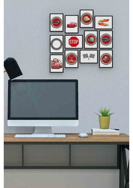 Şimşek Mcqueen 12 Parça Mdf (Ahşap) Tablo Ofis Boyu