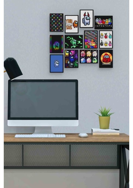Among Us 12 Parça Mdf (Ahşap) Tablo Ofis Boyu