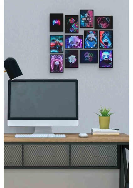 Neon Panda 12 Parça Mdf (Ahşap) Tablo Ofis Boyu