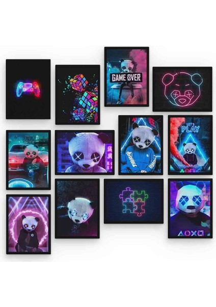 Neon Panda 12 Parça Mdf (Ahşap) Tablo Ofis Boyu