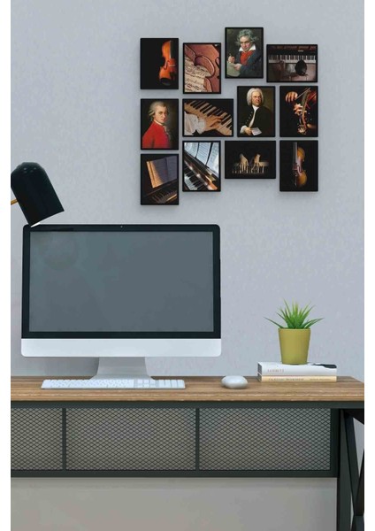 Klasik Müzik 12 Parça Mdf (Ahşap) Tablo Ofis Boyu