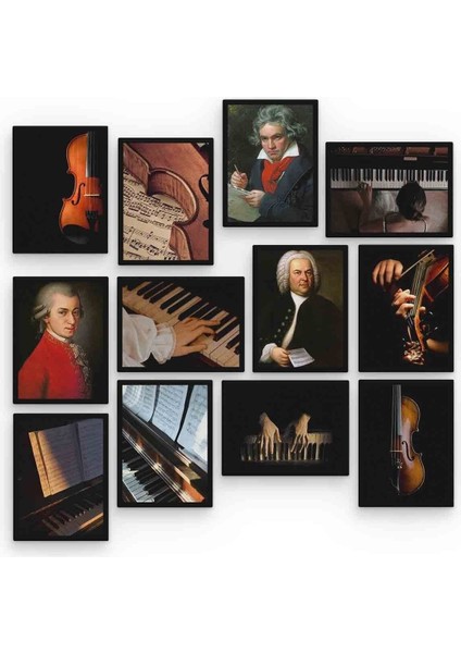 Klasik Müzik 12 Parça Mdf (Ahşap) Tablo Ofis Boyu fiyatları
