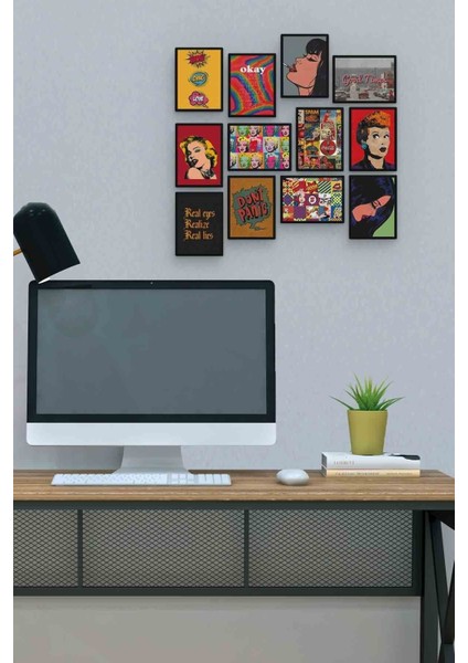 Pop Art 12 Parça Mdf (Ahşap) Tablo Ofis Boyu