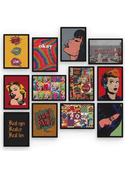 Pop Art 12 Parça Mdf (Ahşap) Tablo Ofis Boyu