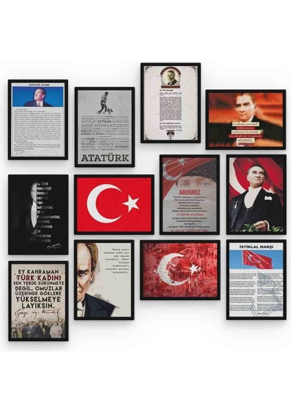 Gençliğe Hitabe 12 Parça Mdf (Ahşap) Tablo Ofis Boyu