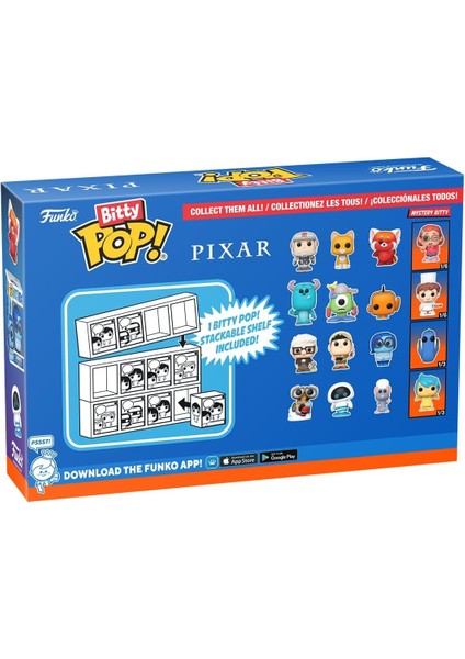 Pop! Bitty: Pixar Mini Koleksiyon Oyuncakları 4'lü Paket - 2,5 Santim (Stiller Değişebilir)