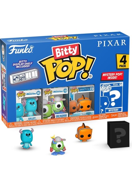 Pop! Bitty: Pixar Mini Koleksiyon Oyuncakları 4'lü Paket - 2,5 Santim (Stiller Değişebilir)