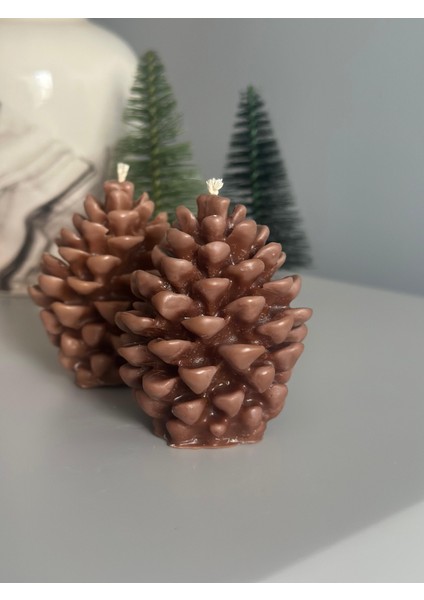 Çam Kokulu Ikili Kozalak Dekoratif Mum