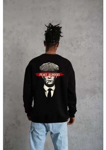 By Kea Bisiklet Yaka Baskılı Oversize Sweatshirt - Siyah