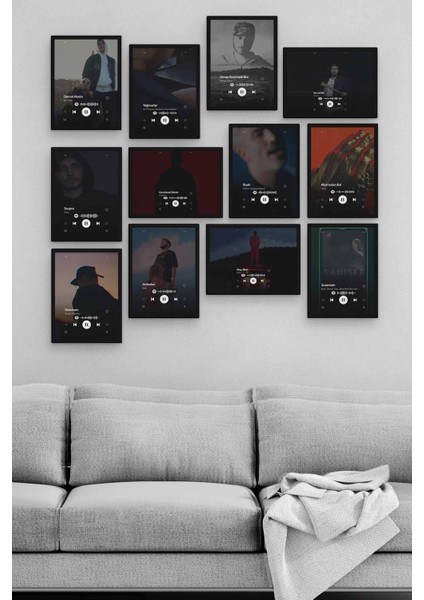 Rap Spotify 12 Parça Ahşap Mdf Tablo ZLLTB164