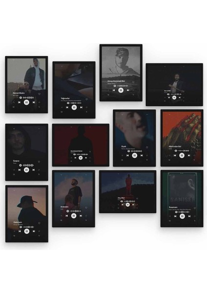 Rap Spotify 12 Parça Ahşap Mdf Tablo ZLLTB164