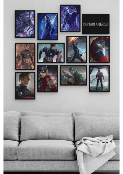 Captain America 12 Parça Ahşap Mdf Tablo ZLLTB322