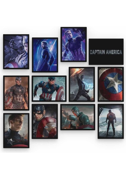 Captain America 12 Parça Ahşap Mdf Tablo ZLLTB322