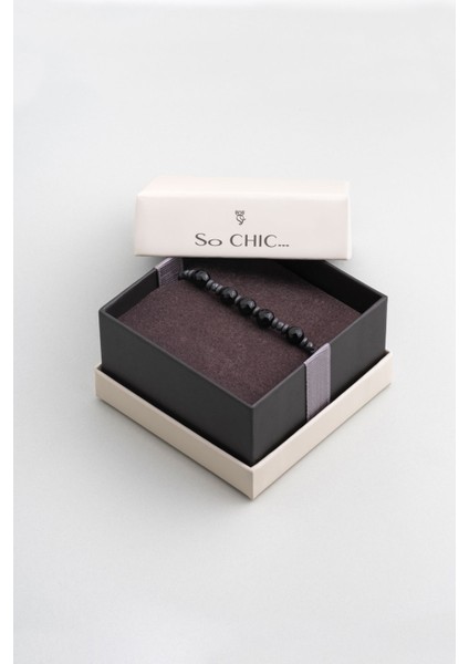 Hematit ve Oniks Taşlı Ayarlanabilir Gümüş Erkek Bileklik indirimleri