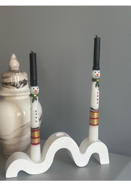 Yeniyıl 2 Li Kardan Adam Oymalı Şamdan Mum fiyatları