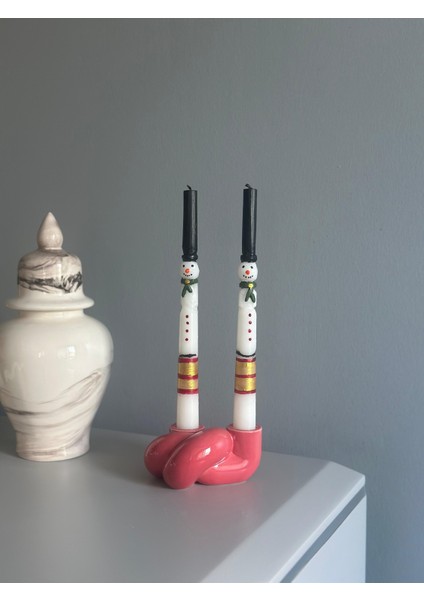 Yeniyıl 2 Li Kardan Adam Oymalı Şamdan Mum modelleri