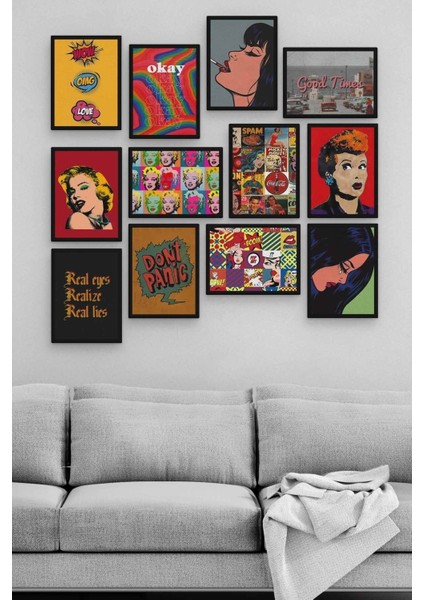 Pop Art 12 Parça Ahşap Mdf Tablo ZLLTB215