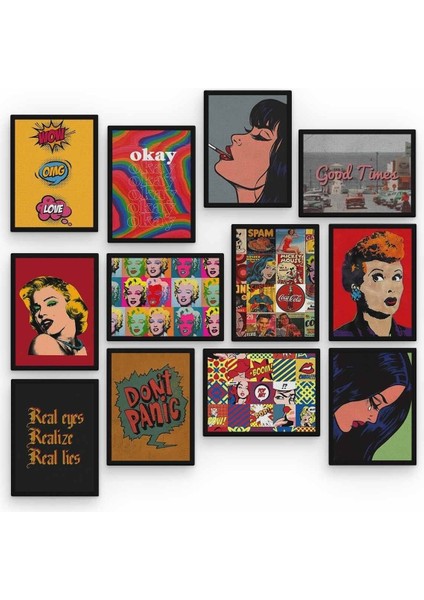 Pop Art 12 Parça Ahşap Mdf Tablo ZLLTB215