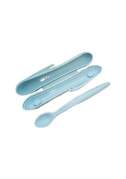 Tupperware Çocuklar Için Yumuşak Mama Kaşığı Açık Mavi Tuppercare Kaşık Kutu ile