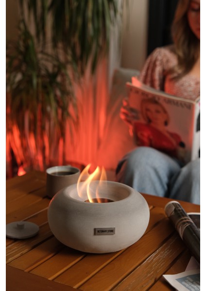 Ateş Çukuru ( Nell ) Minimal Masa Üstü Şömine Dekor Beton Şömine+ 500ML Bioetanol Yakıt Hediye fiyatları