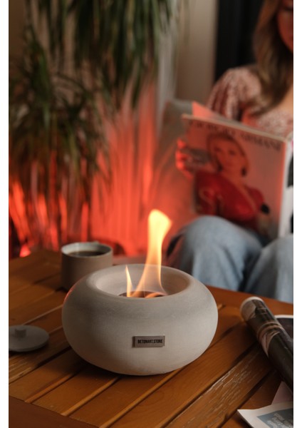 Ateş Çukuru ( Nell ) Minimal Masa Üstü Şömine Dekor Beton Şömine+ 500ML Bioetanol Yakıt Hediye modelleri