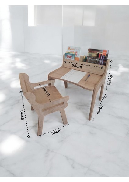 Mukotoys Montessori Çocuk Etkinlik Masa Sandalye Seti 2-10 Yaş Için