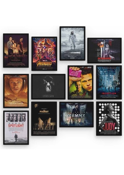 Film Kapakları 12 Parça Ahşap Mdf Tablo TGTB1278 fiyatları