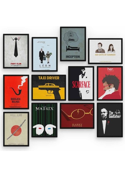 Unutulmaz Filmler 12 Parça Ahşap Mdf Tablo ZLLTB399