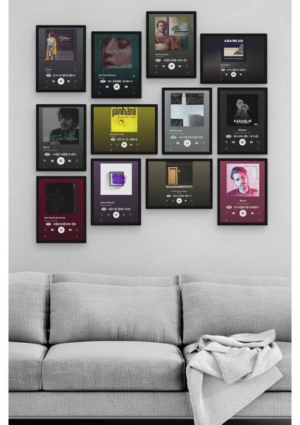 Slow Spotify 12 Parça Ahşap Mdf Tablo ZLLTB160