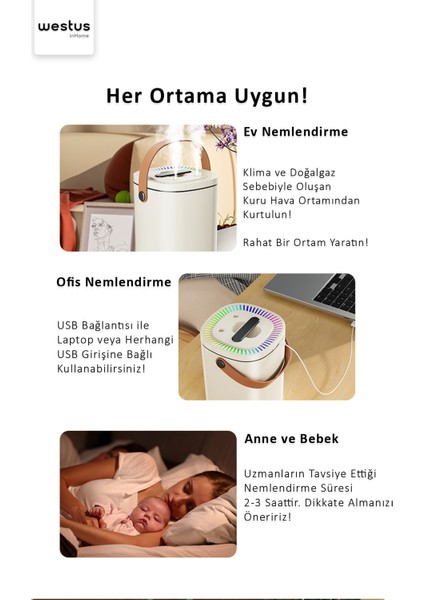 Çift Sprey Büyük Boy 1.8 Litre Hava Oda Nemlendirici Rgb Işıklı Buhar Makinesi Aroma Difüzör - Air 3