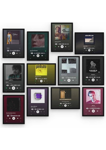 Slow Spotify 12 Parça Ahşap Mdf Tablo ZLLTB160
