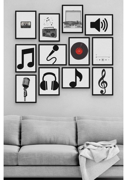 Müzik 12 Parça Ahşap Mdf Tablo ZLLTB195