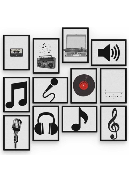 Müzik 12 Parça Ahşap Mdf Tablo ZLLTB195 fiyatları