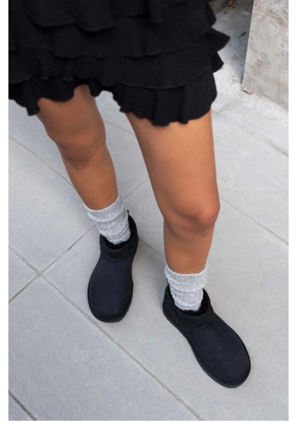 Ecemnur Süet Içi Kürklü Mini Boy Bilekte Kısa Kadın Bot fırsatları