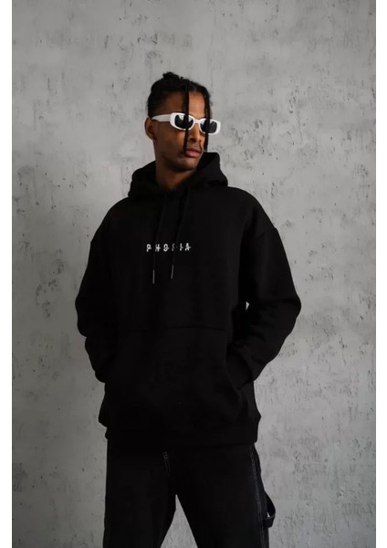 Erkek Astronot Baskılı Kapüşonlu Sweat - Siyah fiyatları