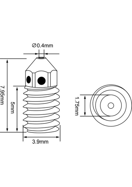 Bambu Lab A1-A1 Mini Sertleştirilmiş Çelik Nozzle 500°C(0.2MM)